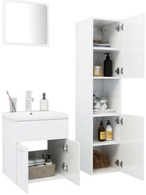 Conj. de móveis de casa de banho contraplacado branco brilhante