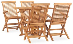 vidaXL 5 pcs conjunto jantar dobrável p/ exterior madeira teca maciça