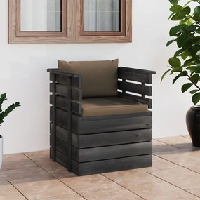 vidaXL Poltrona de jardim com almofadões madeira de pinho
