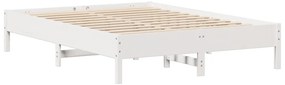 Cama sem colchão 135x190 cm madeira de pinho maciça branco