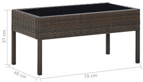 Mesa de jardim 75x40x37 vime PE castanho