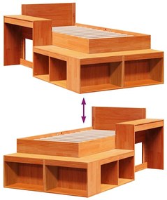 Cama sem colchão 80x200 cm pinho maciço castanho-mel