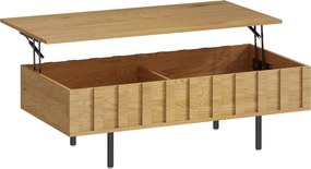 HOMCOM Mesa de Centro Elevatória com 2 Compartimentos Ocultos e Pés Metálicos 110x55x36,5 cm Carvalho | Aosom Portugal