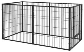 PawHut Parque Cães 6 Painéis Ajustáveis Estrutura Aço Conforto Seguro 82,5-150x79x81 cm Preto