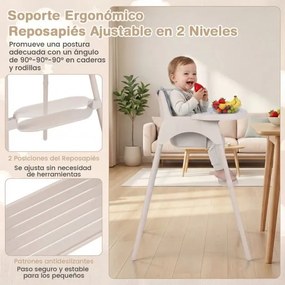 Cadeira refeição alta conversível 4 em 1 para bebés 2 alturas comTabuleiro duplo removível Arnês de 5 pontos Apoio para os pés Fácil de limpar 6-36 me