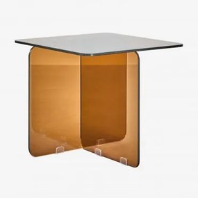 Mesa De Apoio Quadrada 50x50 Cm Em Vidro Eliana Castanho - Sklum