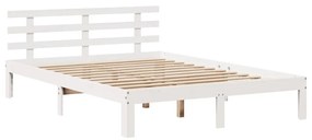 Cama com estante sem colchão 140x200 cm pinho maciço branco