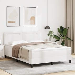 Cama Box vidaXL com Colchão Branca 140x190 cm Couro Sintético
