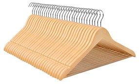 Cabides de madeira SONGMICS, 30 peças, cabide com ranhuras nos ombros, barra antiderrapante para calças e gancho giratório 360°, para camisas e casacos completos, natural CRW031NL, padrão, madeira de bordo, metal