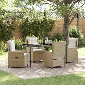 vidaXL Conjunto de Jantar de 5 Peças em Rattan Bege