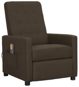 vidaXL Poltrona de massagens reclinável tecido castanho