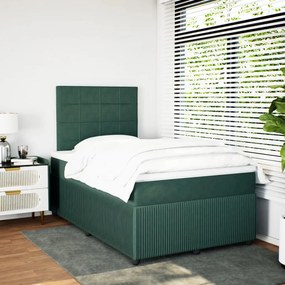 Cama boxspring com colchão 120x190 cm veludo verde-escuro