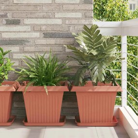 vidaXL Vaso Quadrado para Flores 24 pcs Vermelho Tijolo Plástico