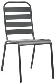 Cadeiras de jardim design ripado 4 pcs aço cinzento-escuro