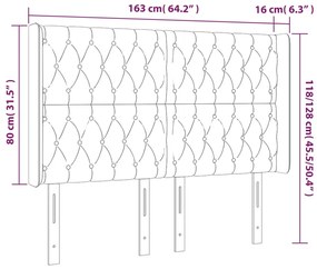 Cabeceira cama c/ abas veludo 163x16x118/128 cm cinzento-escuro