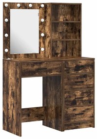 Conjunto de Mesa de Maquiagem de 2 Peças vidaXL com LED em Madeira de