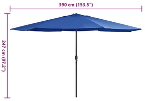 Guarda-sol de jardim com poste de metal 390 cm azul-ciano