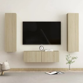 vidaXL 3 pcs conjunto móveis de TV derivados madeira carvalho sonoma