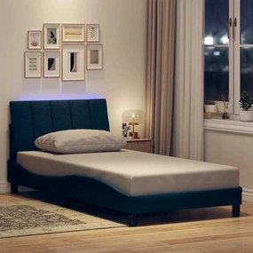 vidaXL Estrutura de cama sem colchão 100x200 cm tecido azul