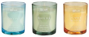 Conjunto de 3 velas perfumadas em cera de soja oceano/chá branco/prado de verão SHEER JOY Beliani