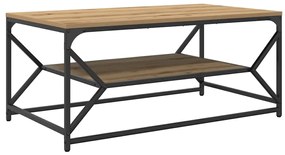 Mesa de Centro vidaXL com Prateleira em Carvalho Artesanal 90x50x40 cm