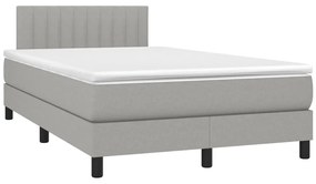 Cama box spring c/ colchão e LED 120x190 cm tecido cinza-claro