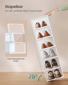 Conjunto de 12 caixas para sapatos com porta 33,2 x 23 x 14,5 cm transparente-branco