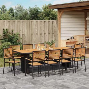 Conjunto de Jantar de Jardim vidaXL 11 Peças Preto Rattan Poliéster Ac