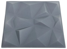 Painéis de parede 3D 24 pcs 50x50 cm 6 m² cinza diamante