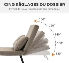 Poltrona convertível 4 em 1, cama individual, encosto com 5 posições, braços em madeira com almofada, tecido com efeito de veludo, castanho