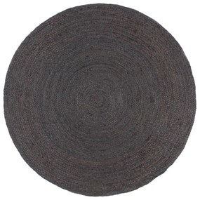 Tapete artesanal em juta redondo 240 cm cinzento-escuro