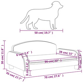 Cama para cães 70x45x30 cm tecido castanho