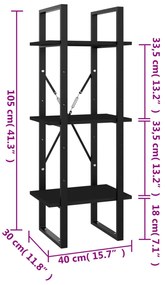 Estante c/ 3 prateleiras derivados de madeira preto