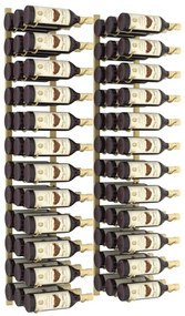 Garrafeira de parede para 36 garrafas 2 pcs ferro dourado