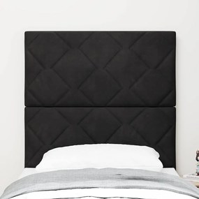 Cabeceira LED Design Blocos de Diamante Preto 80 cm Veludo
