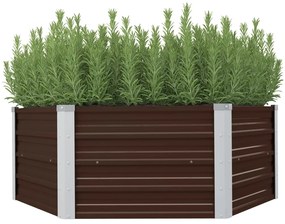Canteiro jardim elevado 129x129x46cm aço galvanizado castanho