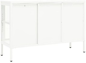 Aparador 105x35x70 cm vidro e aço branco