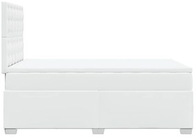 Cama com molas/colchão 120x200 cm couro artificial branco