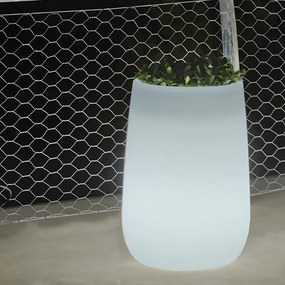VASO REDONDO ALTO CAMELIA COM LUZ LED RGB BATERIA RECARREGÁVEL HOTEL, CASA, JARDIM, RESTAURANTE, BAR