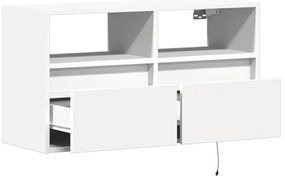 Móvel de parede para TV com luzes LED 80x31x45 cm branco