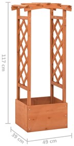 Vaso de treliça com arco 49x39x117 cm madeira de abeto