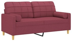 Sofá 2 lug. + almofadas decorativas 140cm tecido vermelho tinto