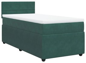 Cama com molas/colchão 90x200 cm veludo verde-escuro