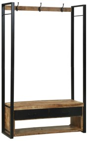 vidaXL Cabideiro de Roupas com Ganchos e Prateleiras 110x40x185 cm Madeira de Mangueira Maciça