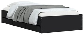 Estrutura cama c/ gavetas 75x190 cm derivados de madeira preto