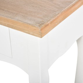 Mesa de console auxiliar com design retrô com 2 gavetas Pinho 87x34x78,5 cm Branco