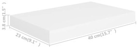 Prateleiras de parede suspensas 2 pcs 40x23x3,8cm MDF branco