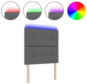 Cabeceira LED Cinza Escuro 80cm Tecido