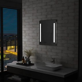Espelho de parede LED c/ prateleira casa de banho 50x70 cm