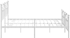 Estrutura de cama com cabeceira e pés 193x203 cm metal branco